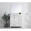 Elegant Decor 36 Inch Single Bathroom Vanity In White With Backsplash, 2PK VF18836WH-BS